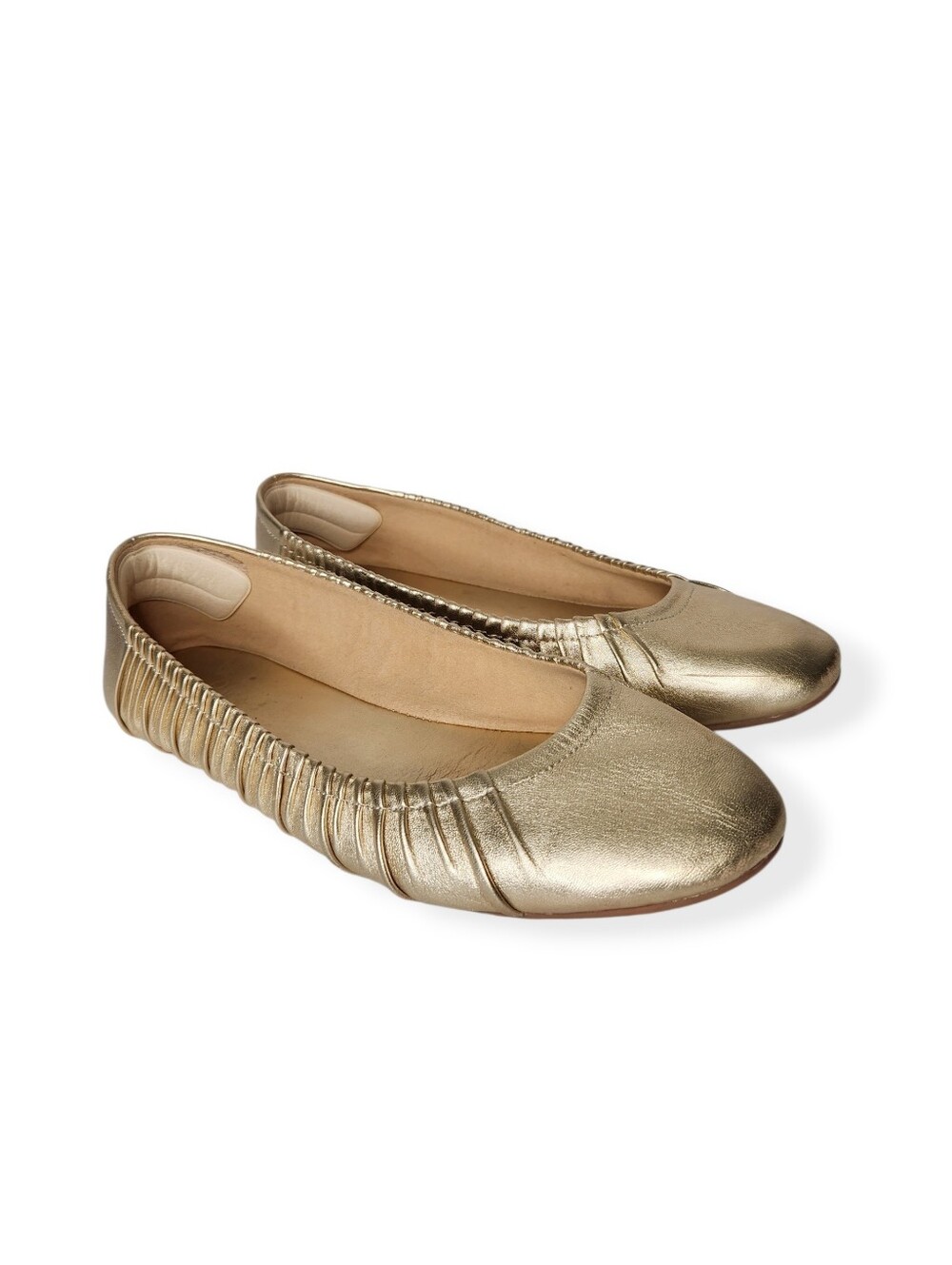 Lilly Pulitzer Kristi Metallic Gold Leather Slip On Ballet Flats Women's Size 9